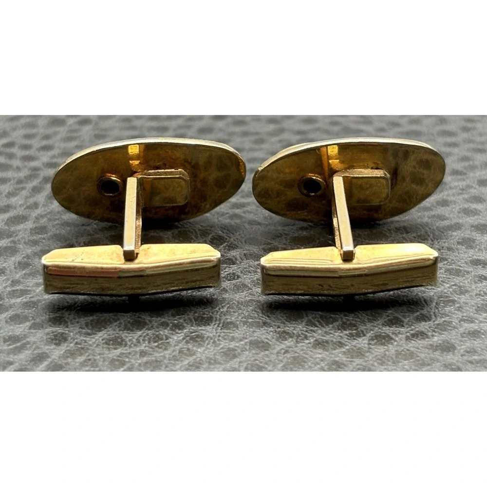 Vintage Oval Textured Purple Swirl Cufflinks Pat Pend Modernist Abstract